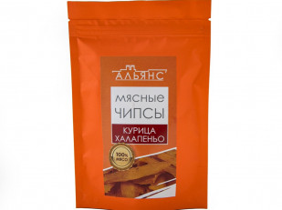 Гренки черные со вкусом сыра: Мясо (АЛЬЯНС) вяленое курица с халапеньо (50 гр)